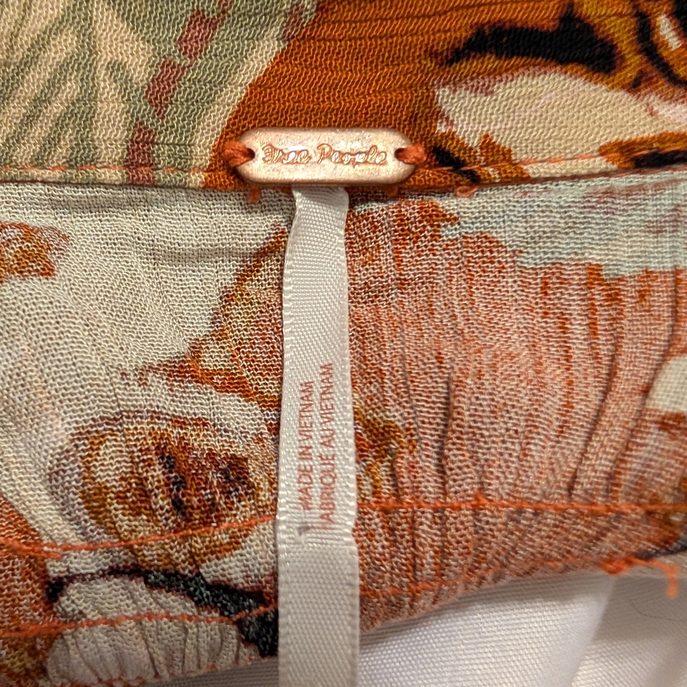 Free People Good Vibrations Printed Blouse (S, Light Combo (Orange)) - Picture 6 of 7